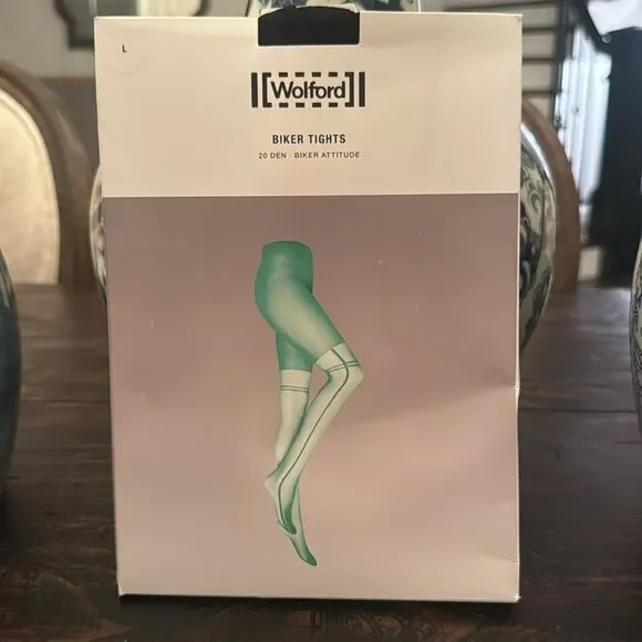 NWT WOLFORD biker tights black Large - Picture 1 of 9